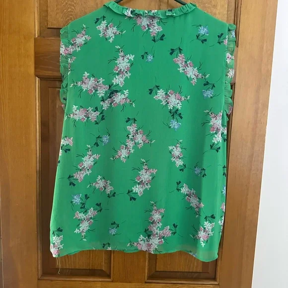 CeCe Green Floral Ruffle Blouse - Picture 2 of 3